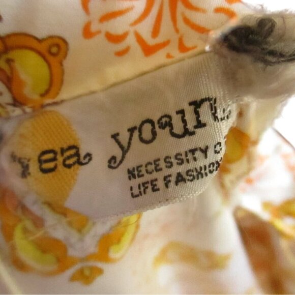 medium Vintage Dress 1960s Boho Floral Print Short Sleeve Dress Golden Print - Picture 7 of 7